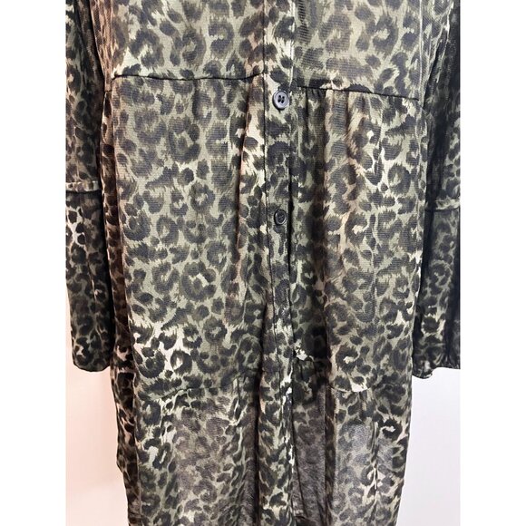 Style & Co Women's Leopard Print Tunic Button-Down Long Sleeve Shirt L - Picture 9 of 16